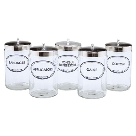 GRAFCO Sundry Jars 5 Lbld W/Cvrs Labeled PK 3454